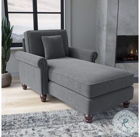 Coventry Dark Gray Microsuede Chaise Lounge