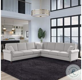 Coventry Light Gray Microsuede 111" L Shaped Sectional