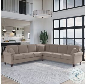 Coventry Tan Microsuede 111" L Shaped Sectional