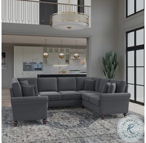Coventry Dark Gray Microsuede 113" U Shaped Sectional