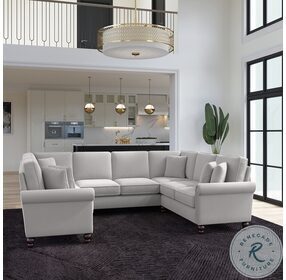 Coventry Light Gray Microsuede 113" U Shaped Sectional
