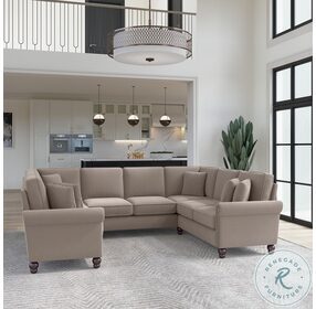 Coventry Tan Microsuede 113" U Shaped Sectional