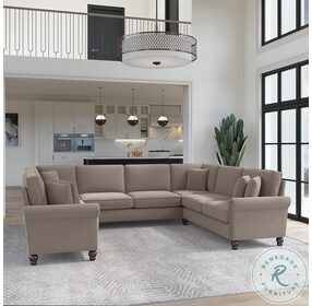 Coventry Tan Microsuede 125" U Shaped Sectional
