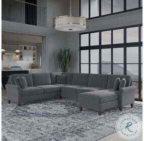 Coventry Dark Gray Microsuede 128" U Shaped Sectional with Reversible Chaise Lounge