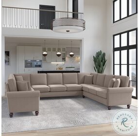 Coventry Tan Microsuede 137" U Shaped Sectional