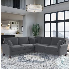 Coventry Dark Gray Microsuede 99" L Shaped Sectional