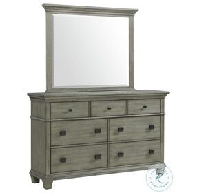Clovis Gray 7 Drawer Dresser With Mirror