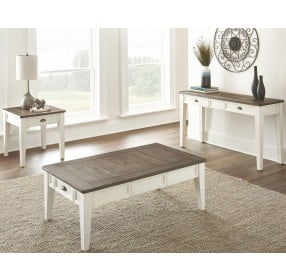 Cayla Dark Oak And Antiqued White Occasional Table Set