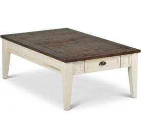 Cayla Dark Oak And Antiqued White Cocktail Table