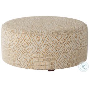 Roughwin Squash Gold and Beige Round Cocktail Ottoman