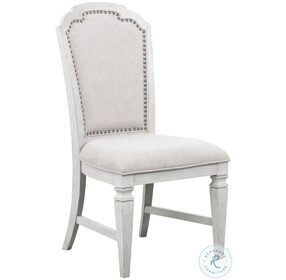 D00323 Distressed White Upholstered Side Chair Set of 2
