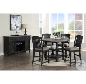 Brenham Distressed Gray and Weathered Washed Black Round Counter Height Dining Room Set
