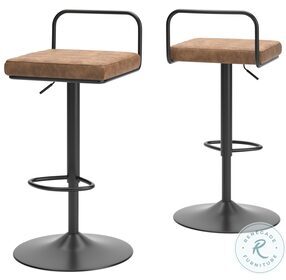 Strumford Brown And Black Swivel Adjustable Counter Height Stool Set Of 2