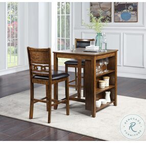 Gia Brown 3 Piece 30" Counter Height Dining Set