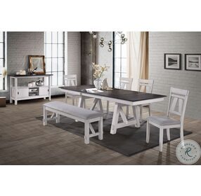 Maisie White And Brown Extendable Rectangular Dining Room Set