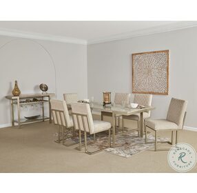 D00263-DT Natural Stone And Steel Dining Room Set