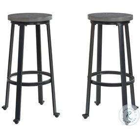Challiman Antique Gray And Black Pewter Tone Bar Stool Set Of 2