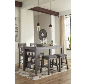 Caitbrook Gray Rectangular Counter Height Dining Room Set