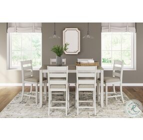 Skempton White And Light Brown 8 Piece Counter Height Dining Set