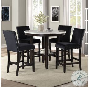 Celeste Espresso And White 42" Round Counter Height Dining Room Set