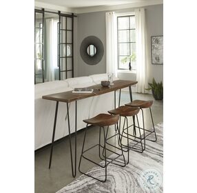 Wilinruck Brown And Black Long Counter Height Dining Room Set
