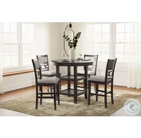 Langwest Cherry Brown 5 Piece Counter Height Dining Set