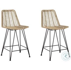 Angentree Natural And Black Counter Height Stool Set Of 2