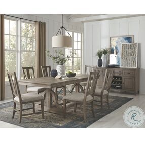 Paxton Place Dovetail Grey Trestle Extendable Dining Room Set