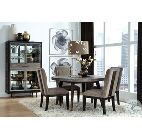 Ryker Nocturne Black And Coventry Grey Round Dining Room Set