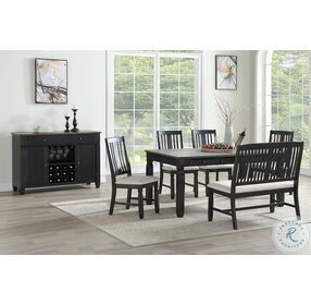 Homeplace Brushed Dark Oak and Black Painted Dining Room Set