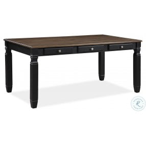 Homeplace Brushed Dark Oak And Black Painted Dining Table With 6 Drawers