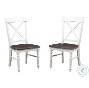 Maddox Dark Mocha And Distressed White Dining Chair Set Of 2