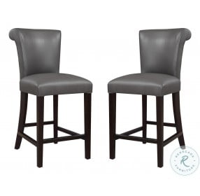 Carrillo Anchor Gray \Faux Upholstery And Curved Back 24" Bar Stool Set Of 2