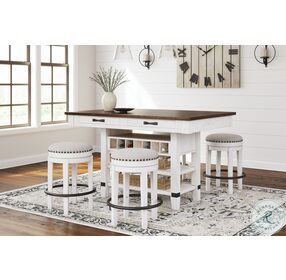 Valebeck White And Brown Counter Height Dining Room Set