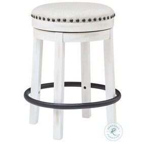 Valebeck Beige And White Swivel Counter Height Stool