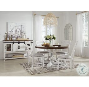 Valebeck Brown And White Round Dining Room Set