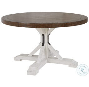 Valebeck Brown And White Round Dining Table