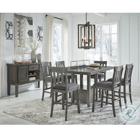 Hallanden Gray Rectangular Extendable Counter Height Dining Room Set