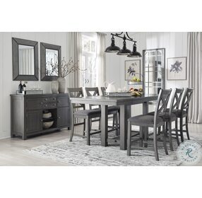 Myshanna Gray Rectangular Extendable Counter Height Dining Room Set