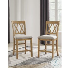Havonplane Distressed Light Brown Pine Counter Height Stool Set Of 2