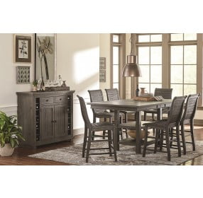 Willow Distressed Dark Gray Rectangular Extendable Counter Height Dining Room Set