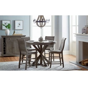 Willow Distressed Dark Gray Round Counter Height Dining Room Set