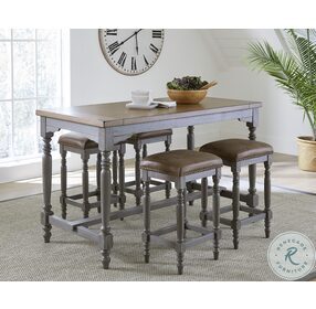 Midori Oak and Brushed Gray Counter Height Dining Room Set