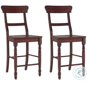 Savannah Court Antique Red Counter Height Stool Set of 2