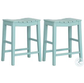 Holiday Distressed Cyan Blue Counter Height Stool Set of 2