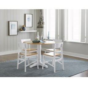 Christy Light Oak and White Round Dining Room Set