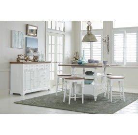 Shutters Light Oak and Distressed White Counter Height Dining Room Set