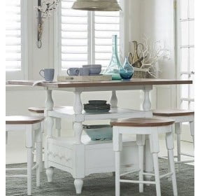 Shutters Light Oak And Distressed White Counter Height Dining Table