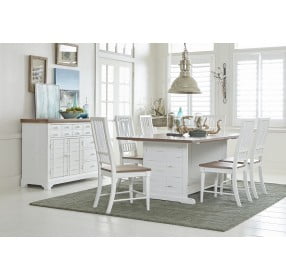 Shutters Light Oak and Distressed White Dining Room Set