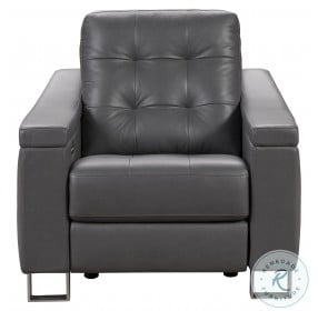 Parker Storm Grey Tufted Leather Power Recliner